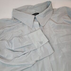 George Woman's Gray Long Sleeve Button Up Blouse Polyester Size 2X‎
